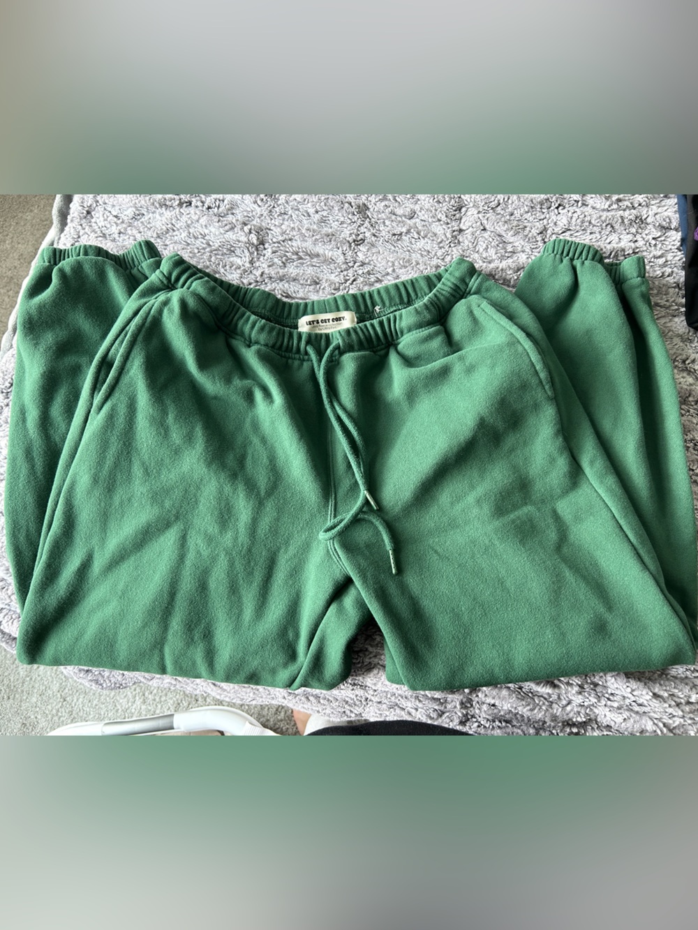 Green Drawstring Cotton Blend Jogger Sweatpants